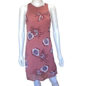 Wild Fable Dress Womens XS Pink Floral Sheer Back Tie Sleeveless Mini